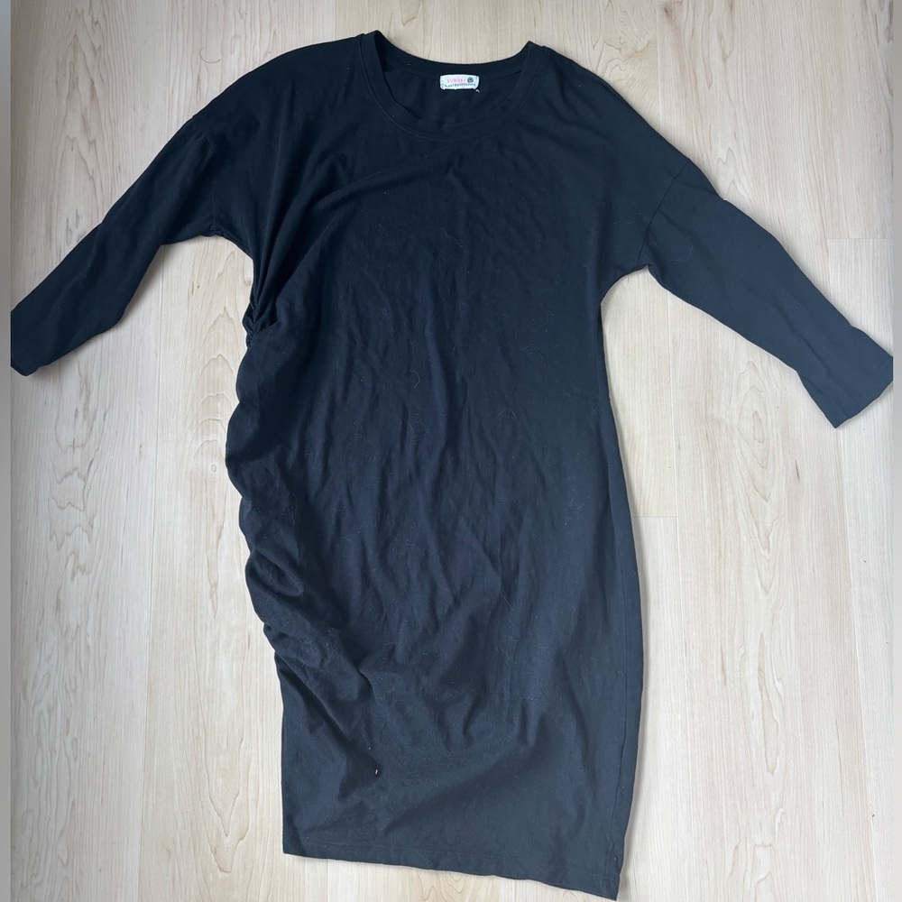 Sundry Black Asymmetrical 3/4 Sleeved Dress - Picture 9 of 9